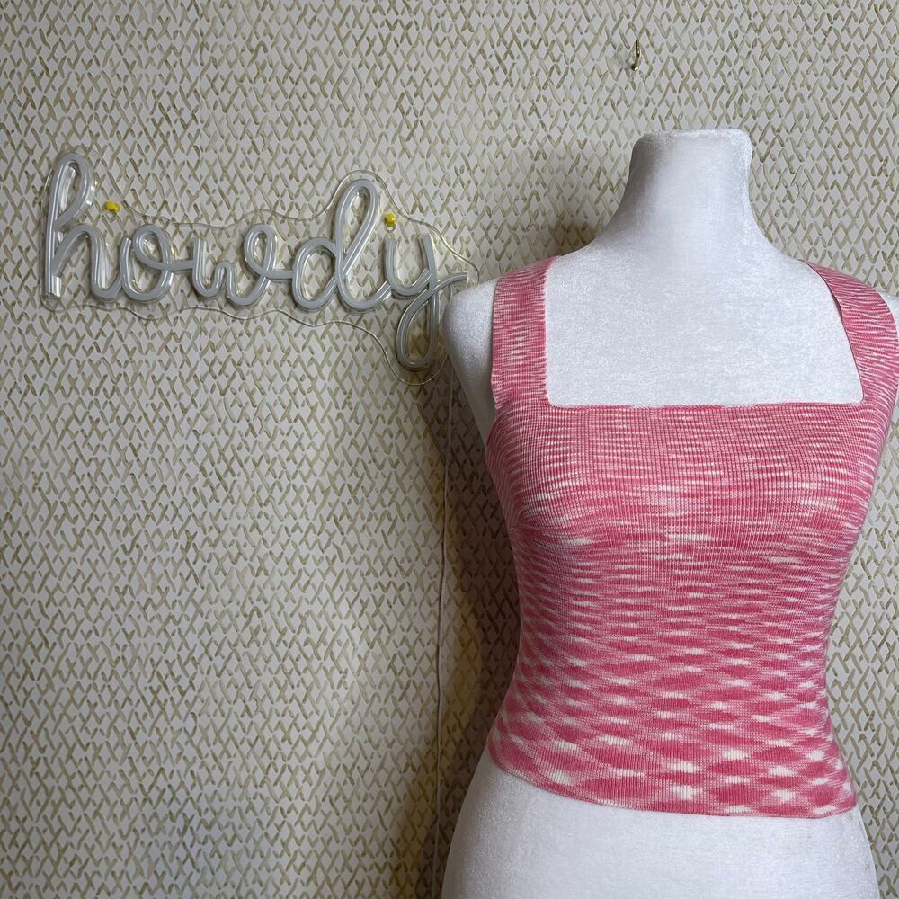 Lelis Pink and White Striped Cross Back Corset Style Tied Tank Top Size S